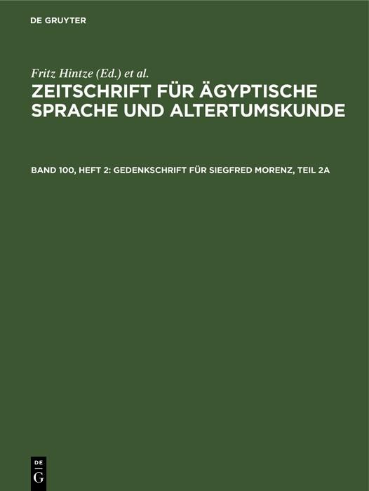 Produktbild: Gedenkschrift f&uuml;r Siegfred Morenz, Teil 2a