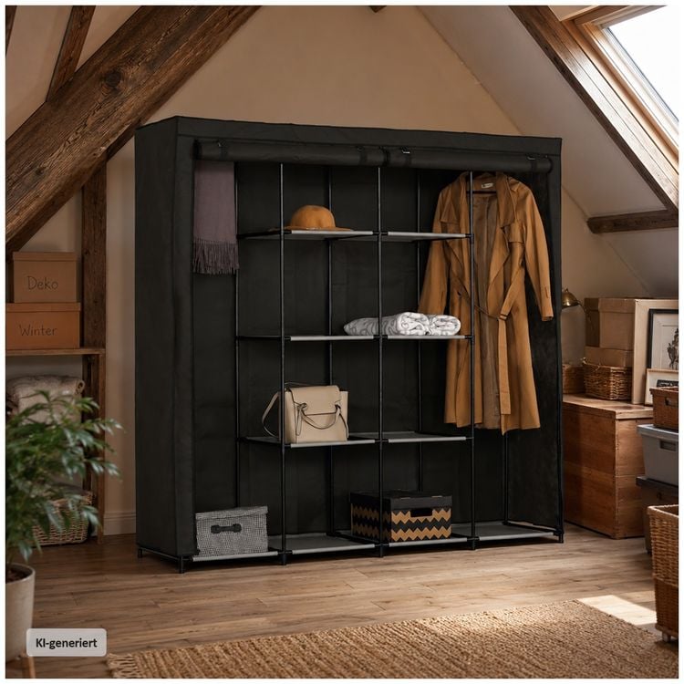 Produktbild: HTI-Living Stoffschrank XL Lena Dunkelgrau Stoffschrank XL Lena Dunkelgrau