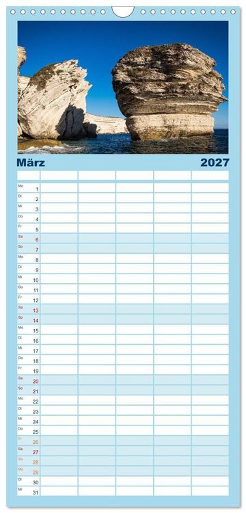 Produktbild: Familienplaner 2027 - Korsika Wild und Frei mit 5 Spalten (Wandkalender, 21 x 45 cm) CALVENDO