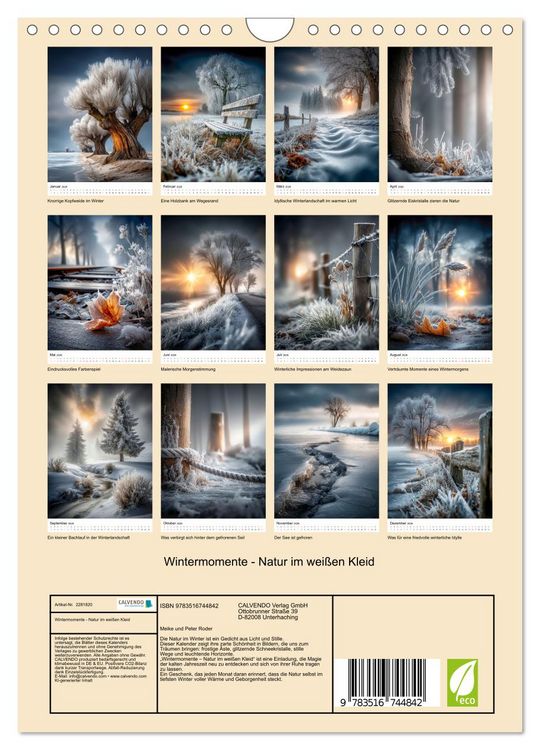 Produktbild: Wintermomente - Natur im wei&szlig;en Kleid (Wandkalender 2026 DIN A4 hoch), CALVENDO Monatskalender