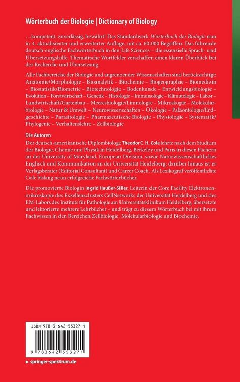 Produktbild: W&ouml;rterbuch der Biologie Dictionary of Biology