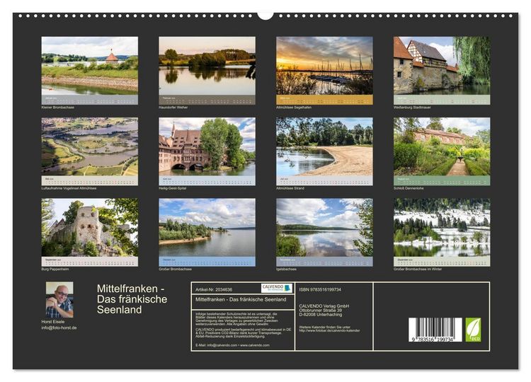 Produktbild: Mittelfranken - Das fr&auml;nkische Seenland (hochwertiger Premium Wandkalender 2026 DIN A2 quer), Kunstdruck in Hochglanz
