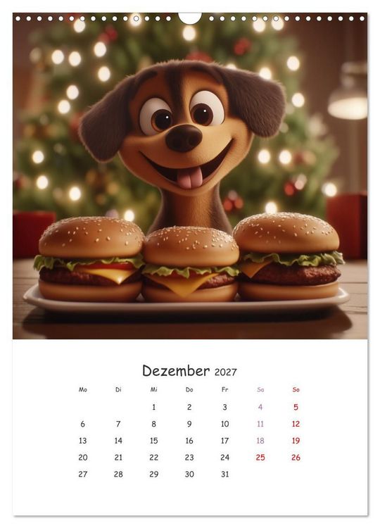 Produktbild: Fellnasen am K&uuml;chentisch - 12 KI-Motive mit Hunden (Wandkalender 2027 DIN A3 hoch), CALVENDO Monatskalender