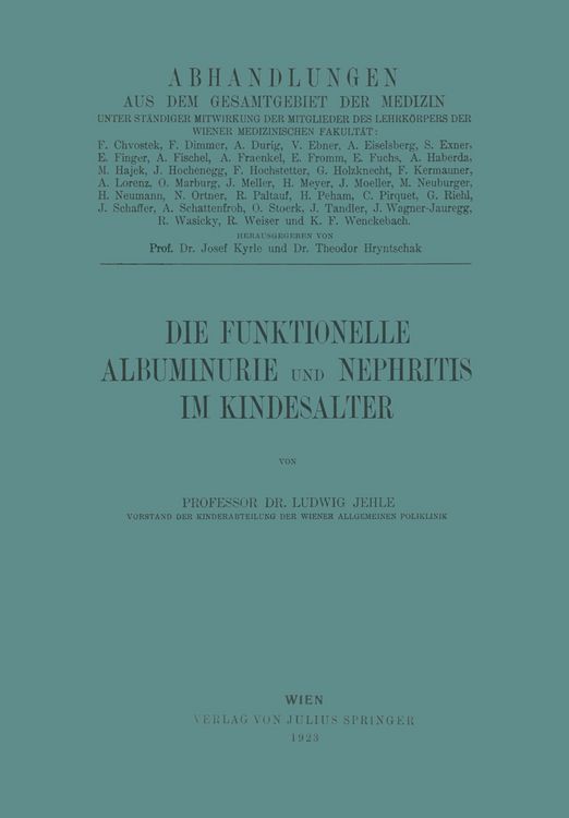 Produktbild: Die Funktionelle Albuminurie und Nephritis im Kindesalter