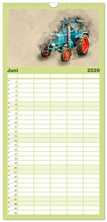 Produktbild: Familienplaner 2026 - Traktoren f&uuml;r Liebhaber mit 5 Spalten (Wandkalender, 21 x 45 cm) CALVENDO