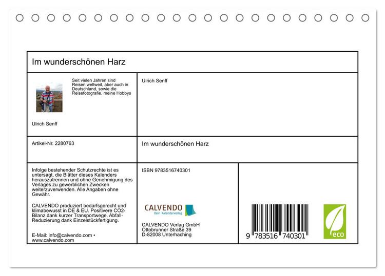 Produktbild: Im wundersch&ouml;nen Harz (Tischkalender 2026 DIN A5 quer), CALVENDO Monatskalender