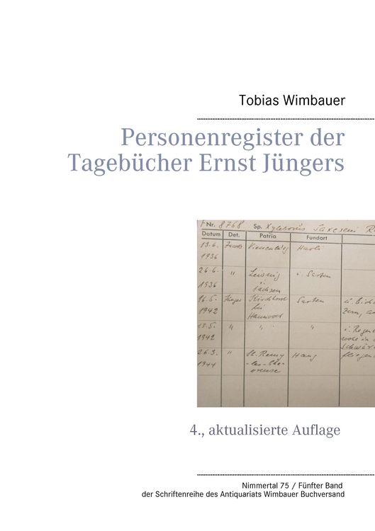 Produktbild: Personenregister der Tageb&uuml;cher Ernst J&uuml;ngers