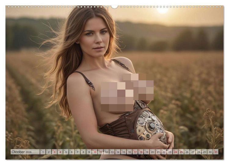 Produktbild: Steampunk Erotik - Schwangere Frauen (Wandkalender 2026 DIN A2 quer), CALVENDO Monatskalender