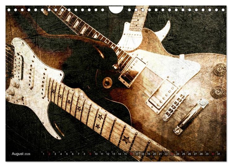 Produktbild: GITARREN Vintage Art (Wandkalender 2026 DIN A4 quer), CALVENDO Monatskalender