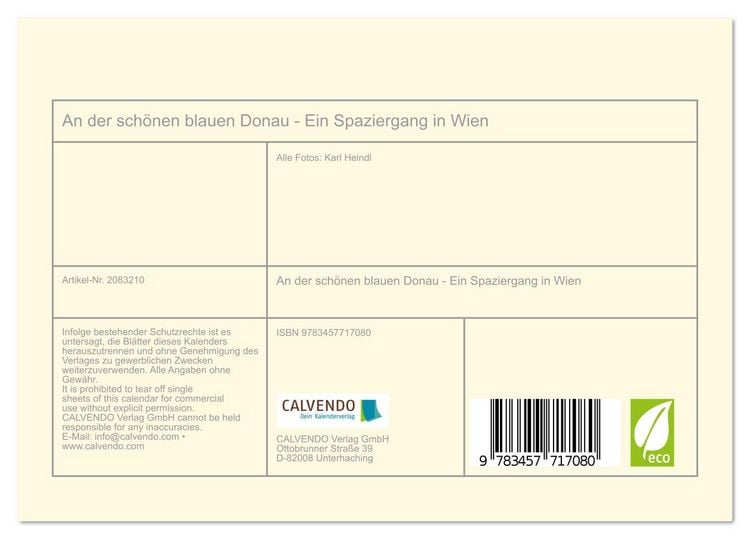 Produktbild: An der sch&ouml;nen blauen Donau - Ein Spaziergang in Wien (Tischkalender 2026 DIN A5 quer), CALVENDO Monatskalender