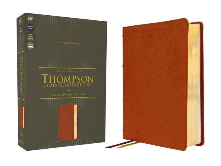Produktbild: Esv, Thompson Chain-Reference Bible, Genuine Leather, Calfskin, Tan, Red Letter
