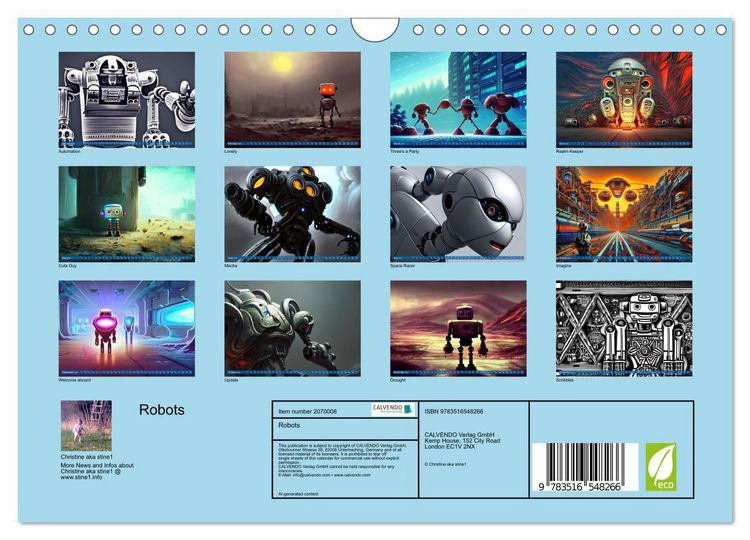 Produktbild: Robots (Wall Calendar 2026 DIN A4 landscape), CALVENDO 12 Month Wall Calendar
