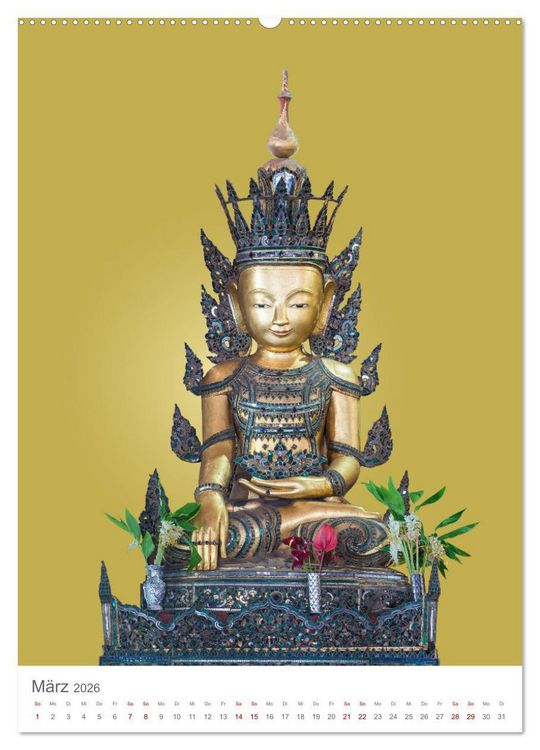 Produktbild: Buddha tr&auml;gt Gold (hochwertiger Premium Wandkalender 2026 DIN A2 hoch), Kunstdruck in Hochglanz