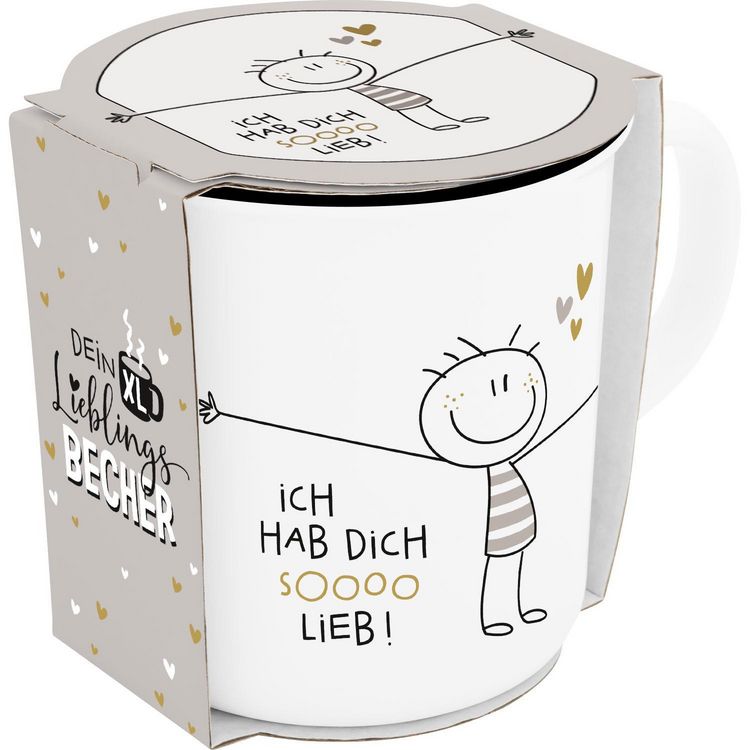 Produktbild: XL-Becher in Emailleoptik "Hab dich sooo lieb"