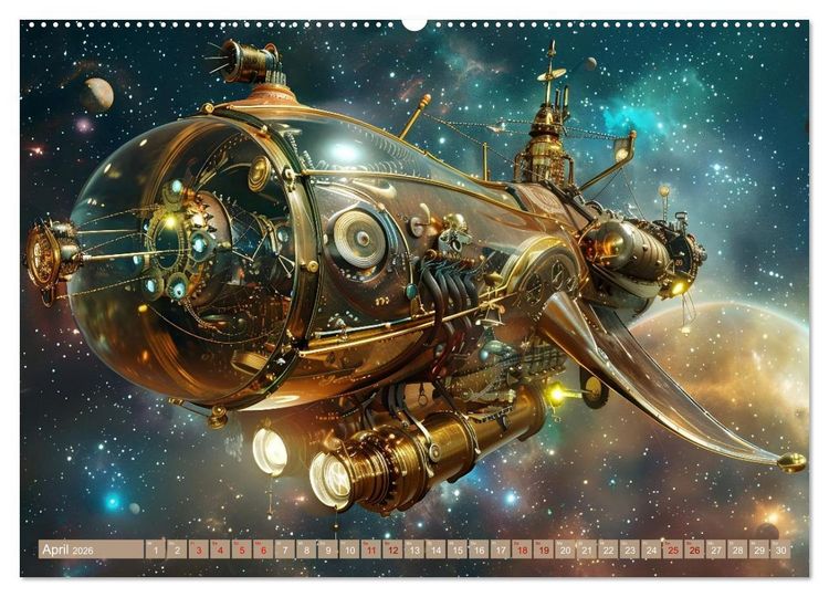 Produktbild: Steampunk im Weltall (hochwertiger Premium Wandkalender 2026 DIN A2 quer), Kunstdruck in Hochglanz