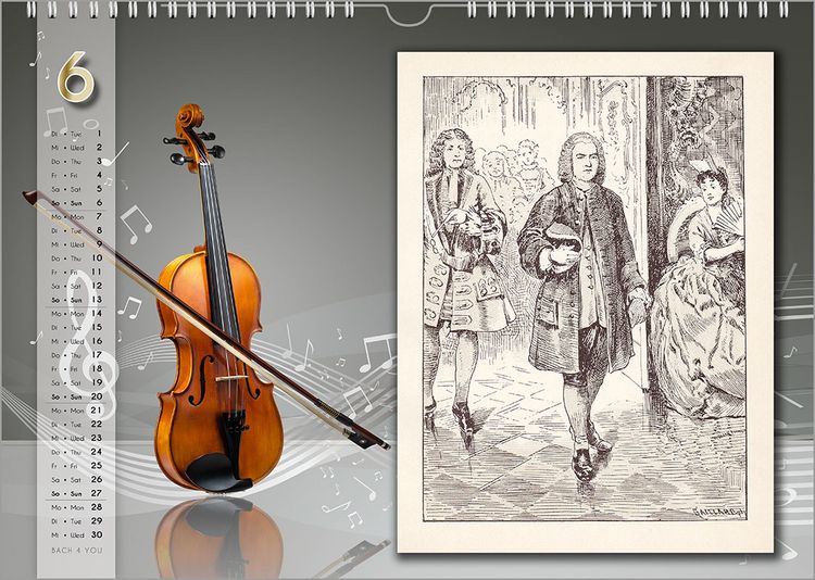 Produktbild: Komponisten-Kalender, Bach-Kalender, Musik-Kalender 2027, DIN A3