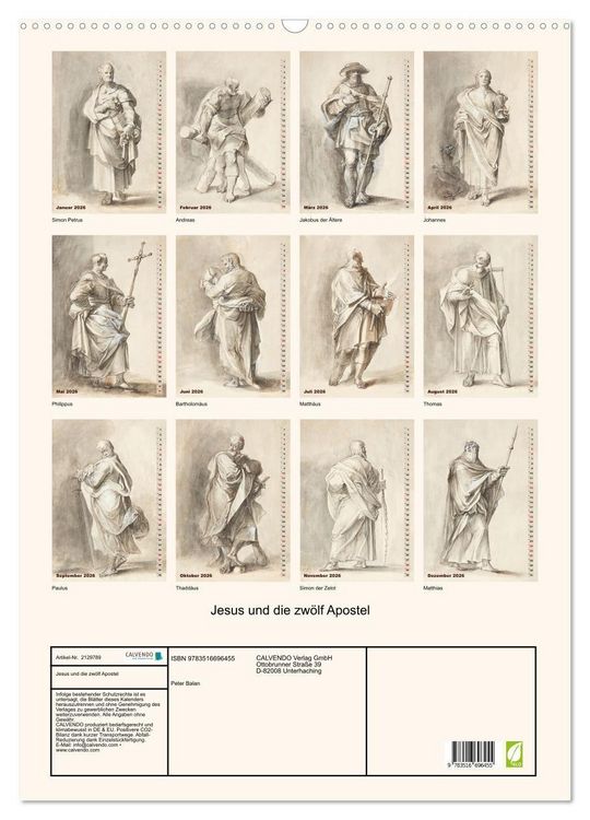 Produktbild: Jesus und die zw&ouml;lf Apostel (Wandkalender 2026 DIN A2 hoch), CALVENDO Monatskalender
