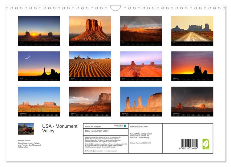 Produktbild: USA - Monument Valley (Wandkalender 2026 DIN A3 quer), CALVENDO Monatskalender