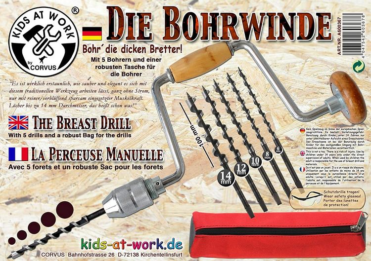Produktbild: Corvus A600367 - Bohrwinde mit 5 Bohrern und Tasche -