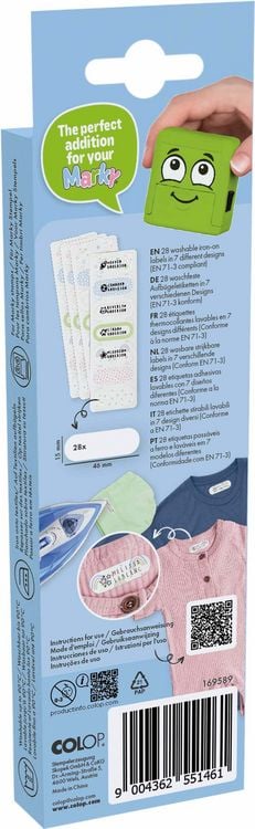 Produktbild: COLOP MARKY Aufb&uuml;geletiketten Set, 28 St&uuml;ck iron-on Labels, 7 Motive
