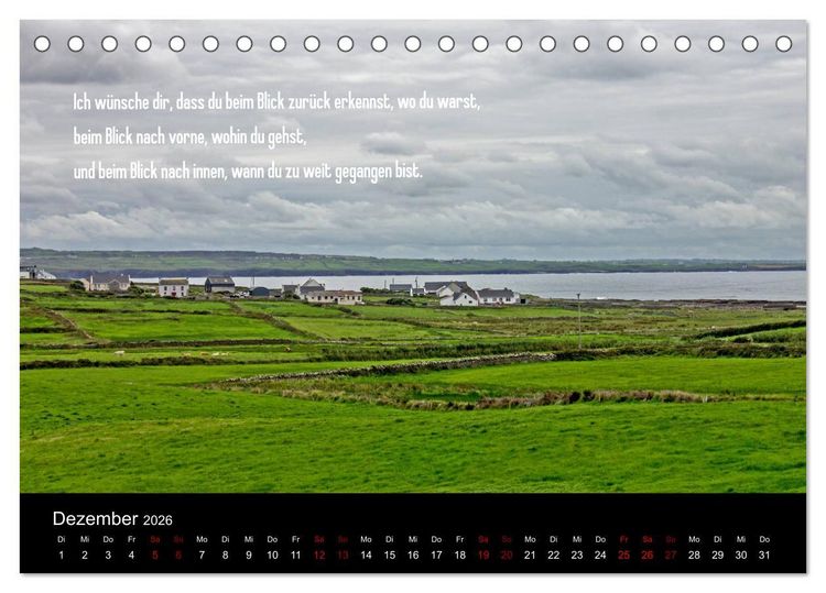 Produktbild: Irland - Irische Segensw&uuml;nsche (Tischkalender 2026 DIN A5 quer), CALVENDO Monatskalender