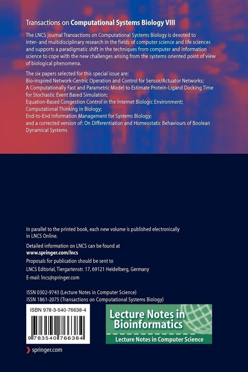 Produktbild: Transactions on Computational Systems Biology VIII