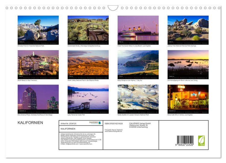 Produktbild: KALIFORNIEN (Wandkalender 2026 DIN A3 quer), CALVENDO Monatskalender