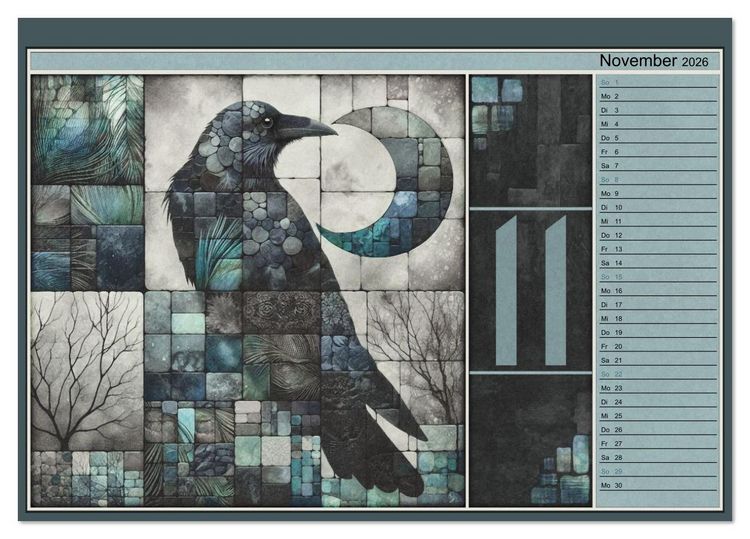 Produktbild: Kr&auml;hen. Verborgene Farbnuancen. Kunst. (Tischkalender 2026 DIN A5 quer), CALVENDO Monatskalender