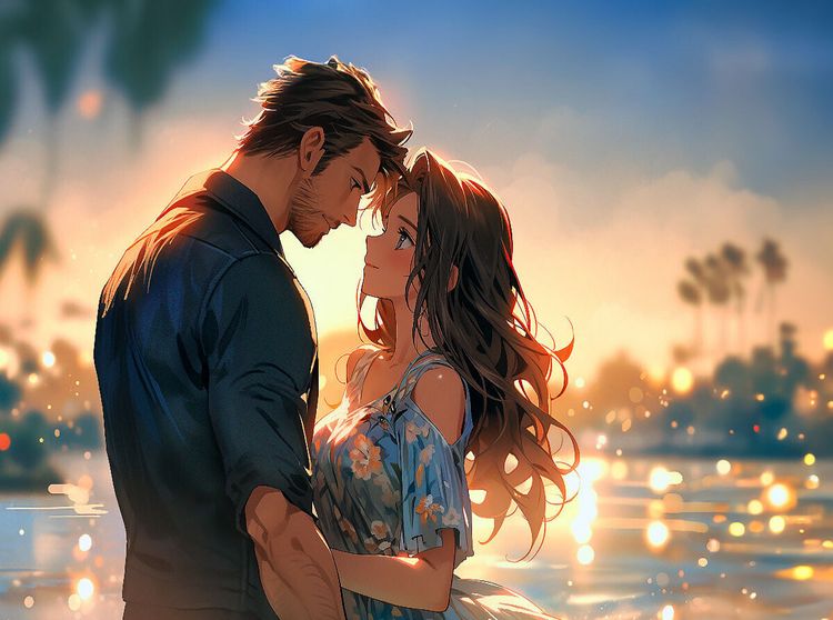 Produktbild: CALVENDO Puzzle P&auml;rchen im Manga Style am Strand | 2000 Teile Lege-Gr&ouml;&szlig;e 90x67cm Foto-Puzzle f&uuml;r gl&uuml;ckliche Stunden