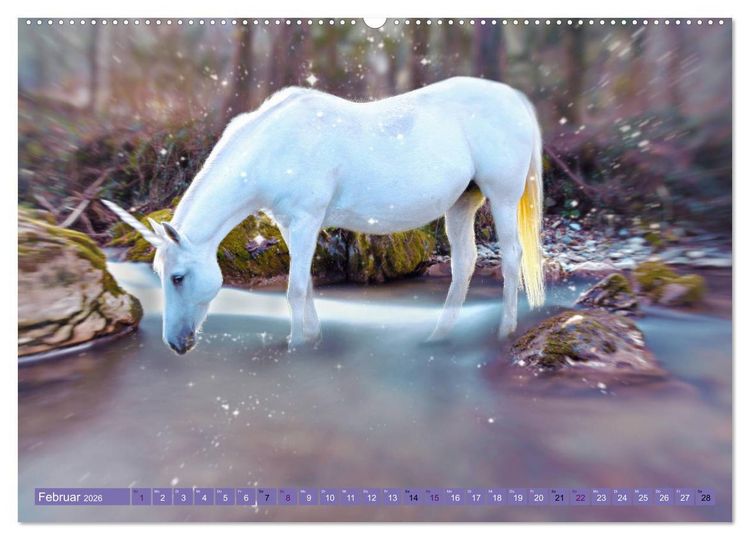 Produktbild: Einhorn Welt - vertr&auml;umte Einhornbilder (hochwertiger Premium Wandkalender 2026 DIN A2 quer), Kunstdruck in Hochglanz