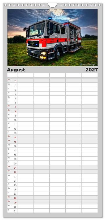Produktbild: Familienplaner 2027 - HDR Einsatzfahrzeuge mit 5 Spalten (Wandkalender, 21 x 45 cm) CALVENDO