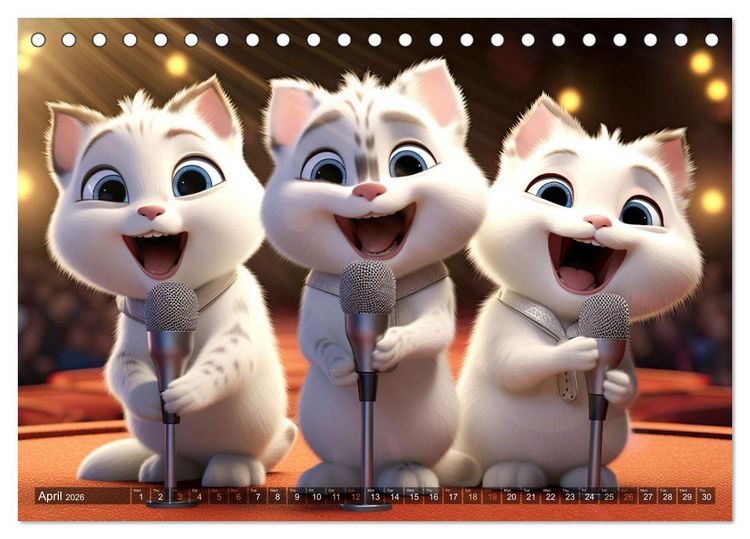 Produktbild: Cat dog music band (Desk Calendar 2026 DIN A5 landscape), CALVENDO 12 Month DeskCalendar