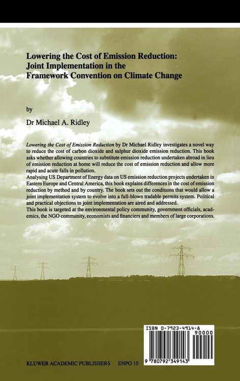 Produktbild: Lowering the Cost of Emission Reduction: Joint Implementation in the Framework Convention on Climate Change