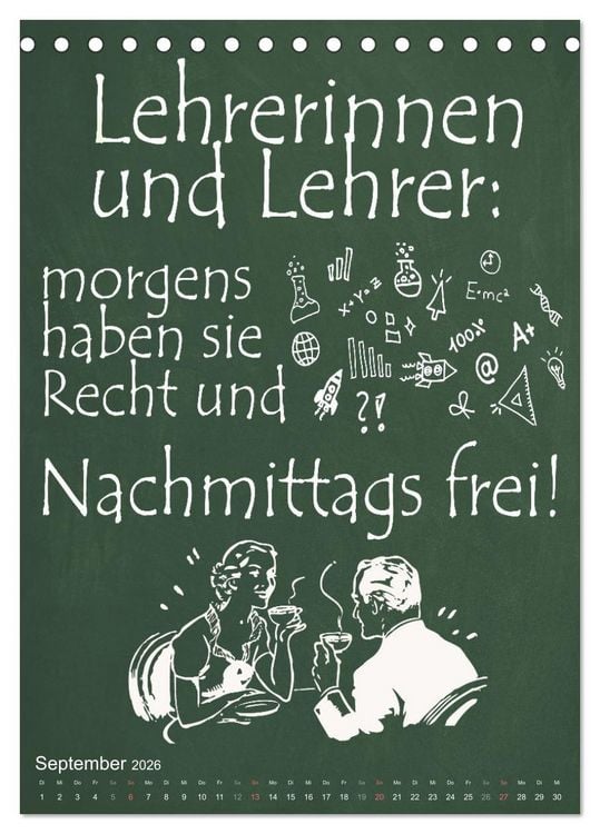 Produktbild: Coole Lehrerspr&uuml;che (Tischkalender 2026 DIN A5 hoch), CALVENDO Monatskalender