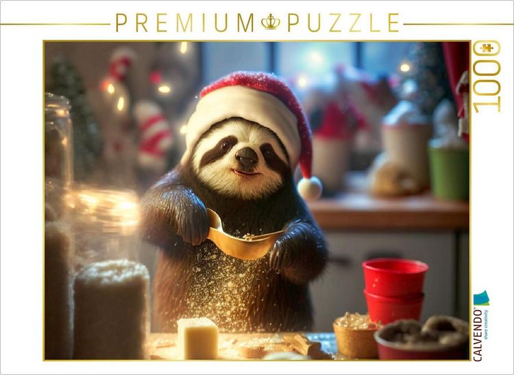 Produktbild: CALVENDO Puzzle Ein s&uuml;&szlig;es Faultier macht Kekse | 1000 Teile Lege-Gr&ouml;&szlig;e 64x48cm Foto-Puzzle f&uuml;r gl&uuml;ckliche Stunden