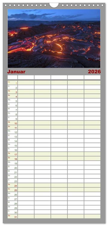 Produktbild: Familienplaner 2026 - Vulkane - Beeindruckende Feuerberge mit 5 Spalten (Wandkalender, 21 x 45 cm) CALVENDO