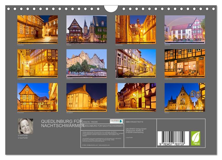 Produktbild: QUEDLINBURG F&Uuml;R NACHTSCHW&Auml;RMER (Wandkalender 2026 DIN A4 quer), CALVENDO Monatskalender