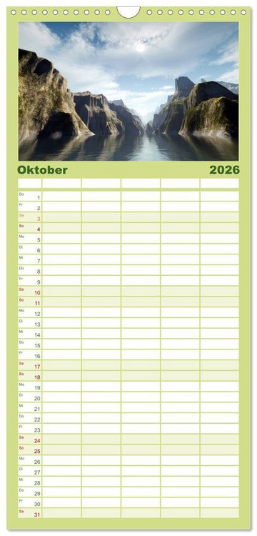 Produktbild: Familienplaner 2026 - Bezaubernde Landschaften mit 5 Spalten (Wandkalender, 21 x 45 cm) CALVENDO