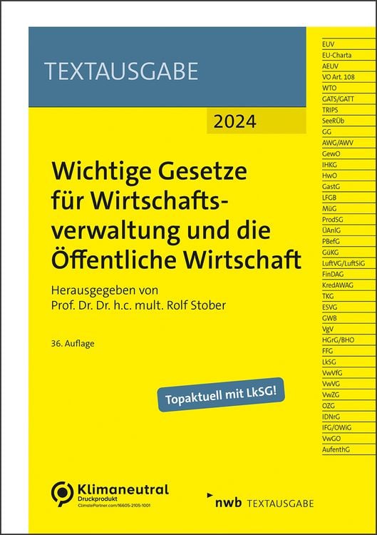 Bild vom Artikel Wichtige Gesetze für Wirtschaftsverwaltung und die Öffentliche Wirtschaft vom Autor Rolf Stober