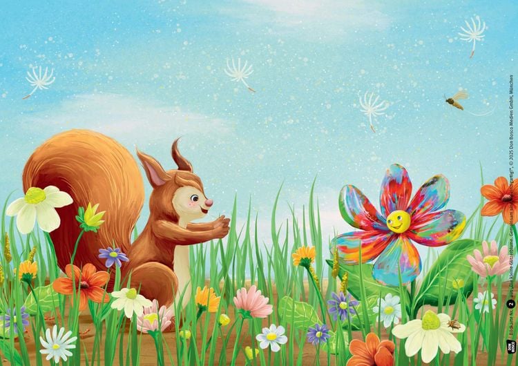 Produktbild: Die kleine Glitzerblume. Gemeinsam sind wir einzigartig! Eine Geschichte mit Rabe und Eichh&ouml;rnchen. Kamishibai Bildkartenset