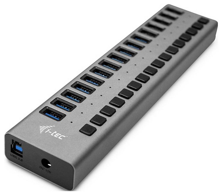 Produktbild: I-tec U3CHARGEHUB16 USB-Hub 16 Port USB-A USB 3.0 5 GBit/s Grau Charging Hub