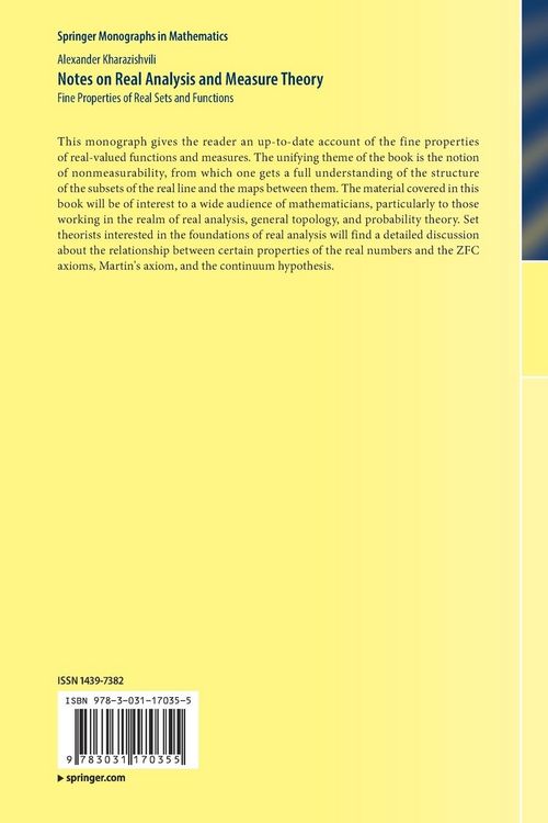 Produktbild: Notes on Real Analysis and Measure Theory