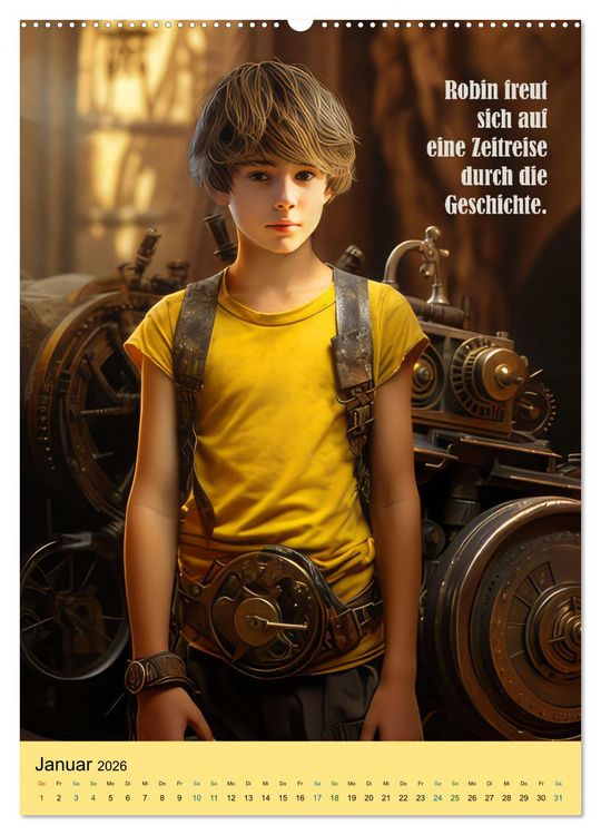 Produktbild: Robin und die Zeitmaschine (Wandkalender 2026 DIN A2 hoch), CALVENDO Monatskalender