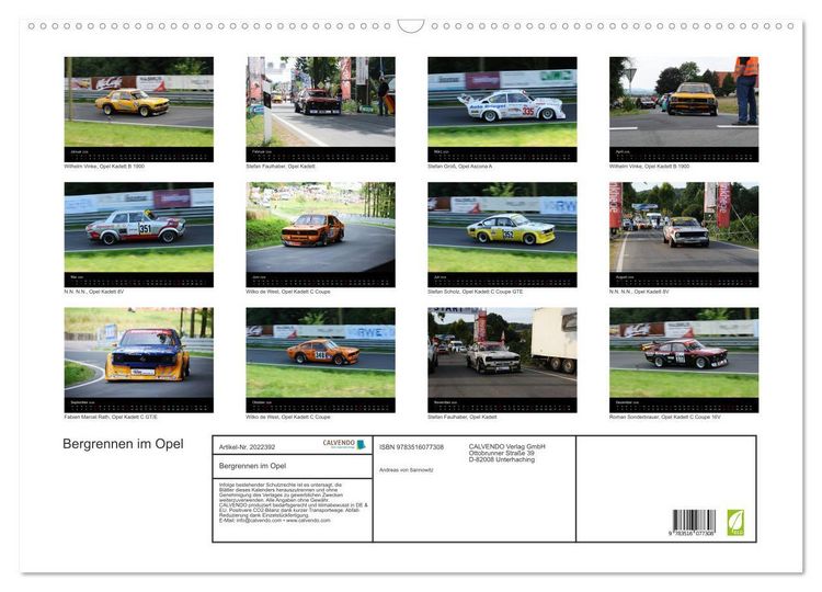 Produktbild: Bergrennen im Opel (Wandkalender 2026 DIN A2 quer), CALVENDO Monatskalender