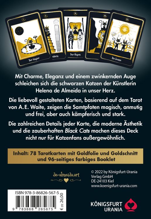 Produktbild: Golden Black Cat Tarot - Hochwertige St&uuml;lpdeckelschachtel mit Goldfolie