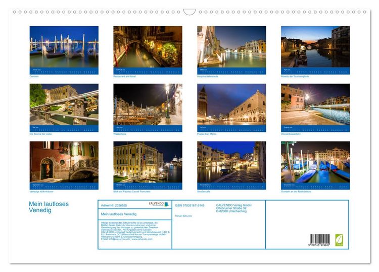 Produktbild: Mein lautloses Venedig (Wandkalender 2026 DIN A2 quer), CALVENDO Monatskalender