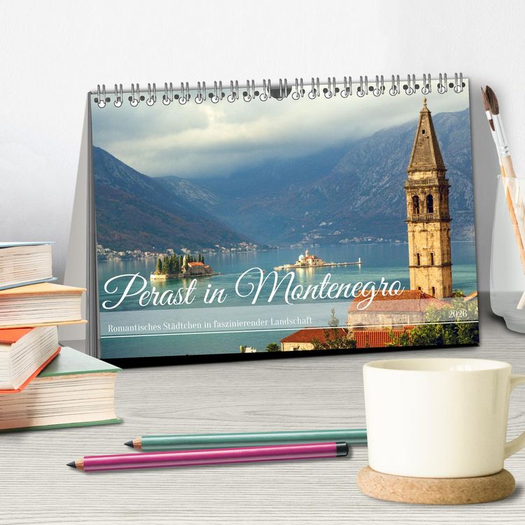 Produktbild: Perast in Montenegro - Romantisches St&auml;dtchen in faszinierender Landschaft (Tischkalender 2026 DIN A5 quer), CALVENDO Monatskalender