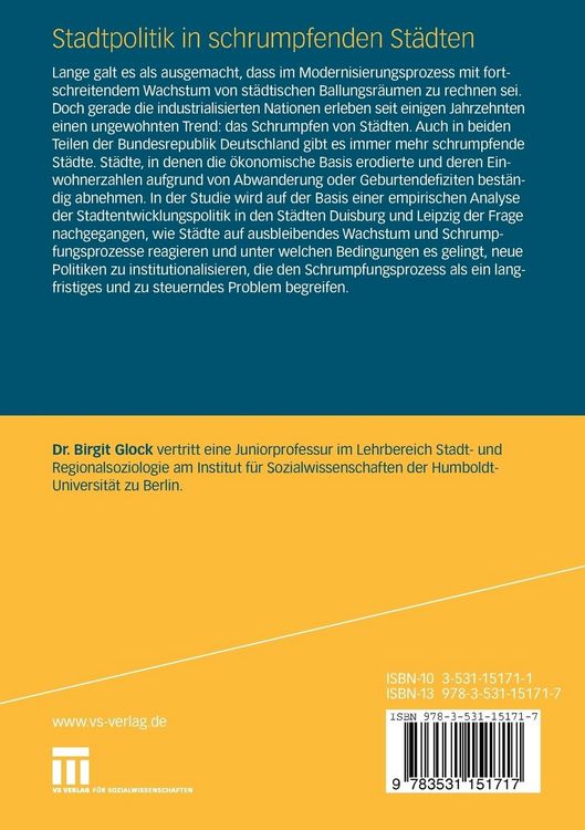 Produktbild: Stadtpolitik in schrumpfenden St&auml;dten