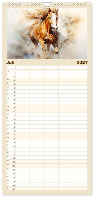 Produktbild: Familienplaner 2027 - Kraftpakete in Aquarell mit 5 Spalten (Wandkalender, 21 x 45 cm) CALVENDO