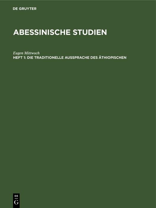 Produktbild: Die traditionelle Aussprache des &Auml;thiopischen